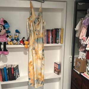 Tie-Dye Maxi Dress in Yellow and Blue